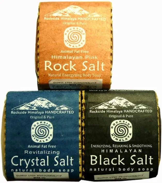 Набор мыла ручной работы Himalayan Rock Salt Pink Black Crystal 3 шт. по 100 г розовый