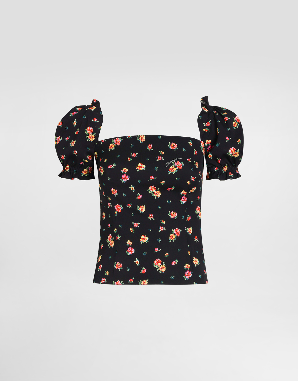 

Топ из шармеза с мелким цветочным принтом DOLCE & GABBANA, мультиколор