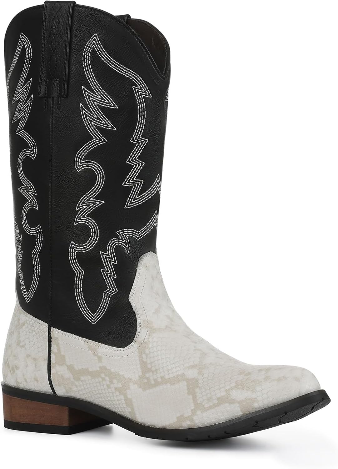 

Мужские ковбойские ботинки Lyrisiphy с квадратным носком, с вышивкой, вестерн, традиционные сельские ботинки, прочные ботинки, белый