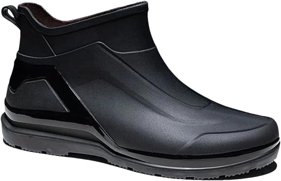 

Мужские короткие резиновые сапоги Wjnvfioo, прочные водонепроницаемые антискользящие резиновые ботинки для рыбалки и активного отдыха на улице, черный