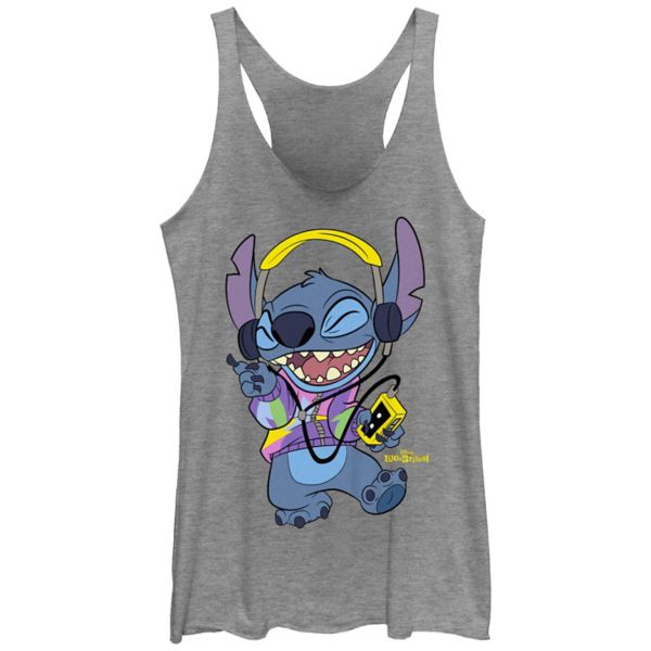 

Женская майка-борцовка Lilo & Stitch Cool Rockin' Stitch с трикотажным составом Disney, серый