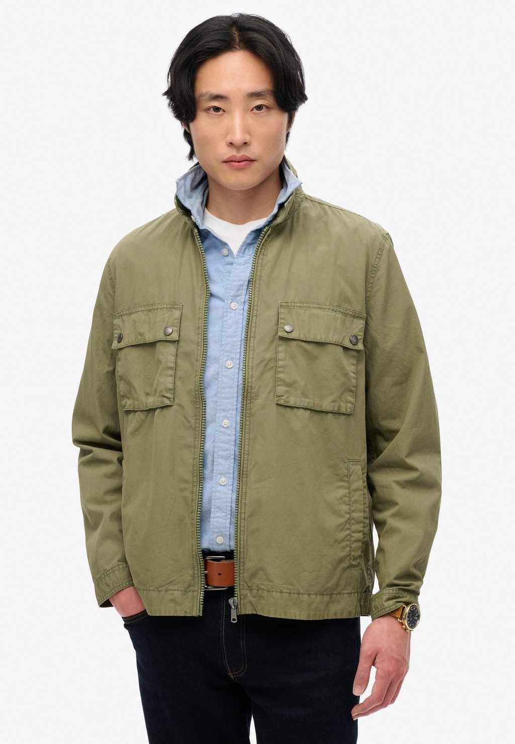 

Летняя куртка ESSENTIALS ZIP THROUGH Superdry, оливковый