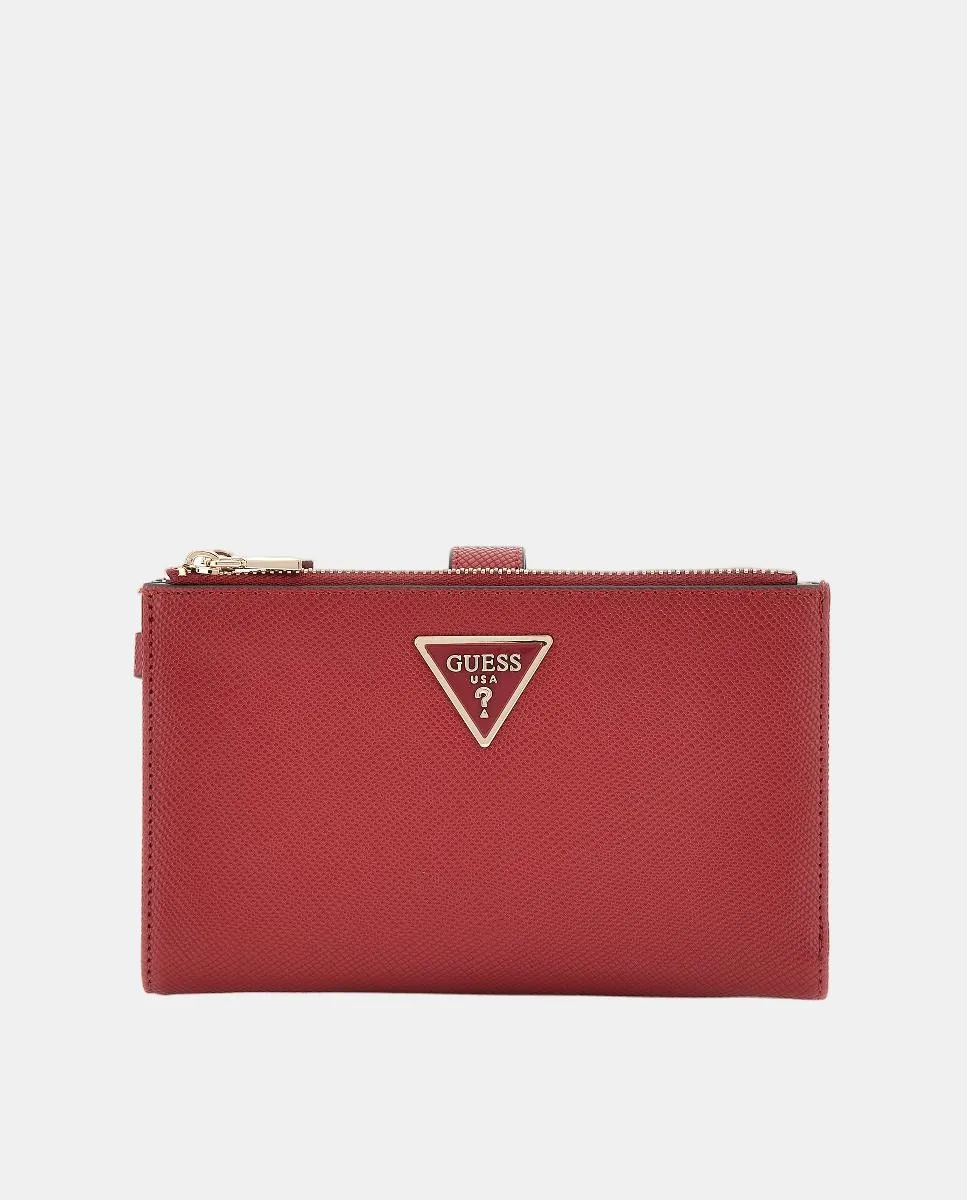 

Кошелек с двойной молнией и кнопкой Guess, красный