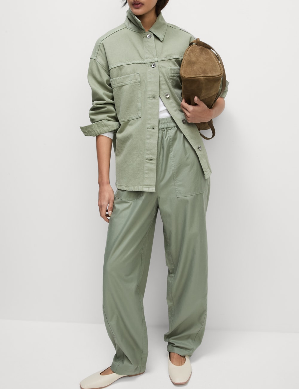 

Брюки-карго из чистого хлопка Marks & Spencer, хаки