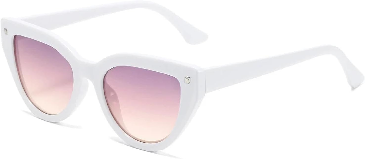 

Модные женские солнцезащитные очки «кошачий глаз» в стиле ретро с заклепками, стильные мужские солнцезащитные очки синего, желтого и красного цвета с защитой от УФ-излучения UV400 WNCKSQ, White Purple Pink