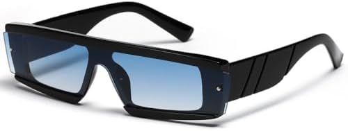 

Мужские прямоугольные солнцезащитные очки в маленькой оправе, винтажные панк-спортивные солнцезащитные очки для женщин, цельные солнцезащитные очки UV400 MTZJH, Black Blue