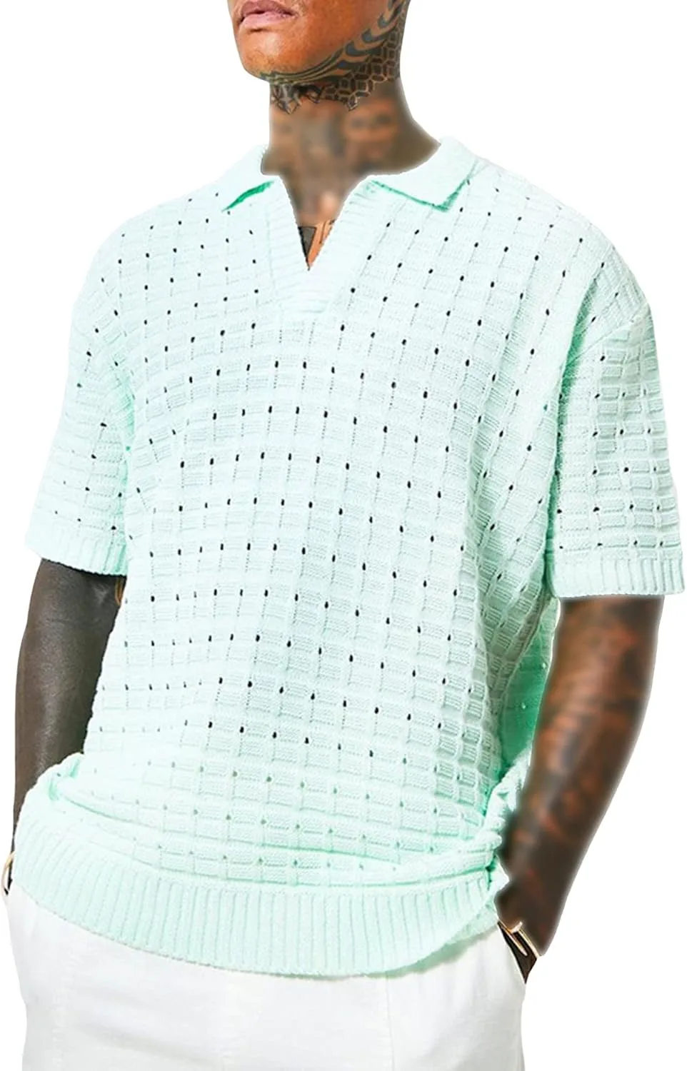 

Мужской свитер с коротким рукавом и отложным воротником Maiyifu-GJ