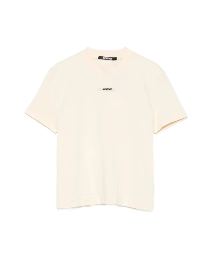 

Бежевая футболка с круглым вырезом и логотипом Jacquemus, бежевый