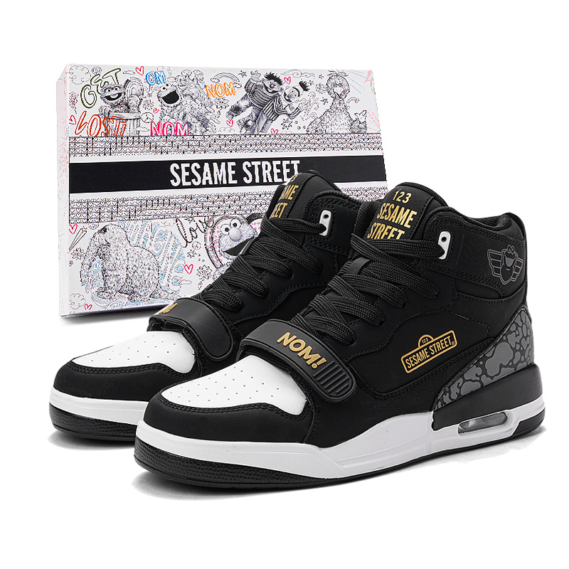 

SESAME STREET Скользоустойчивые амортизирующие износостойкие дышащие лоу-топ скейтбордские кроссовки унисекс белый черный хай-топ 3198, цвет White Black High-Top 3198