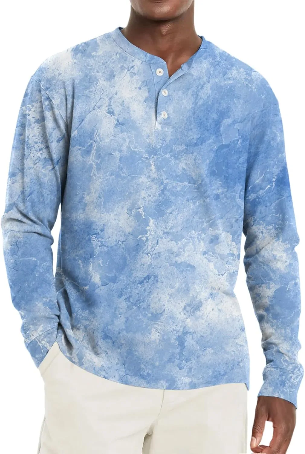 

Мужская футболка Henley с принтом тай-дай, длинный рукав, размеры M-3XL RTRDE