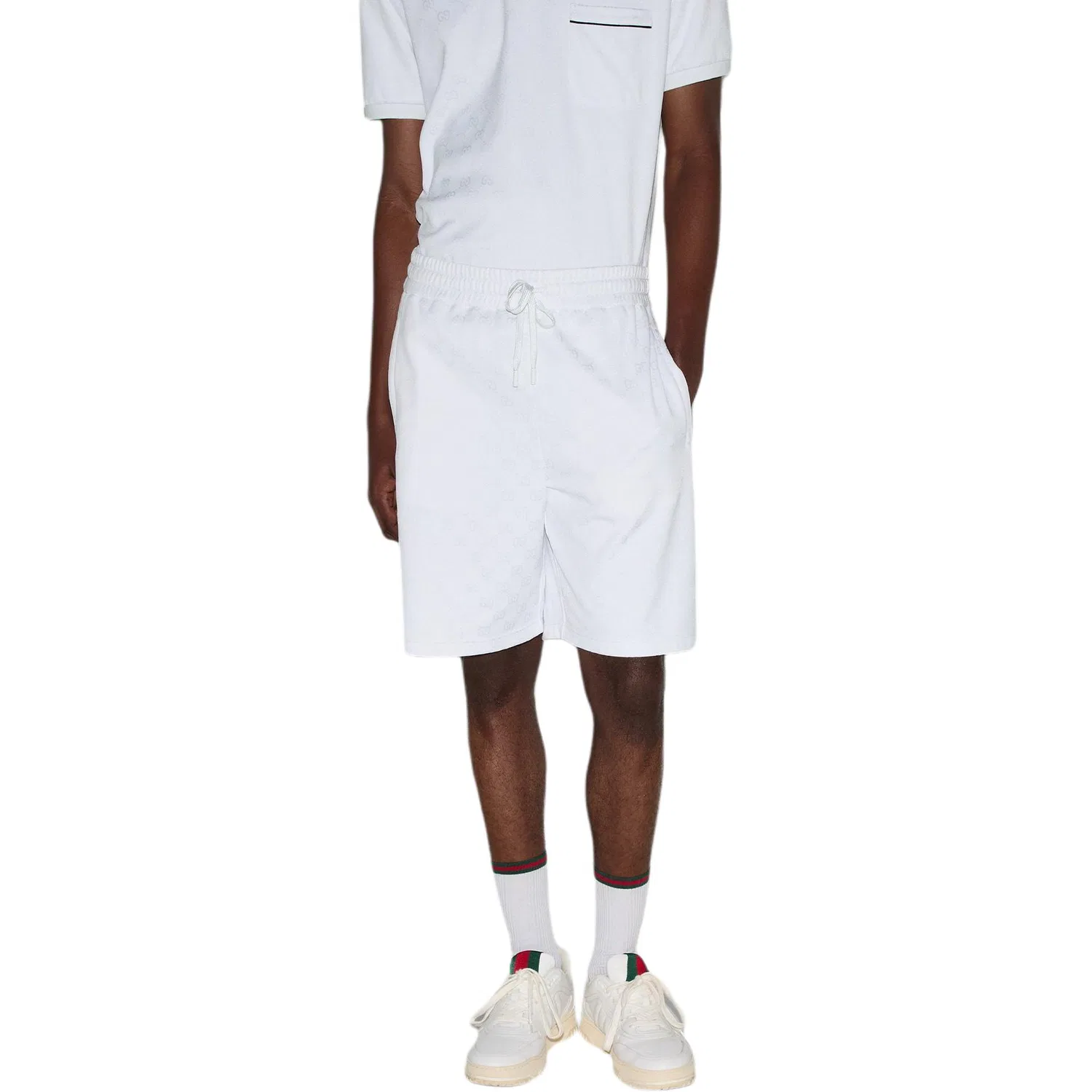 Шорты GUCCI Gg White на завязках, мужские, летние, белые — фото 4