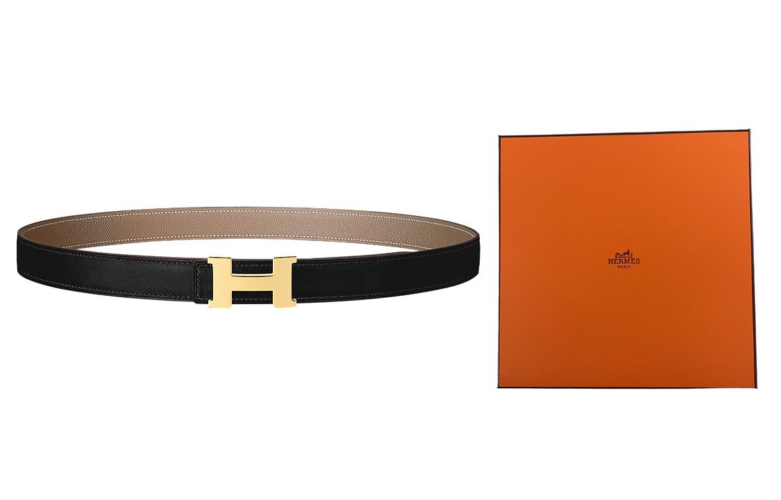

Ремень кожаный Constance женский черный/слоновая кость коробка HERMES, черный/слоновая кость-коробка