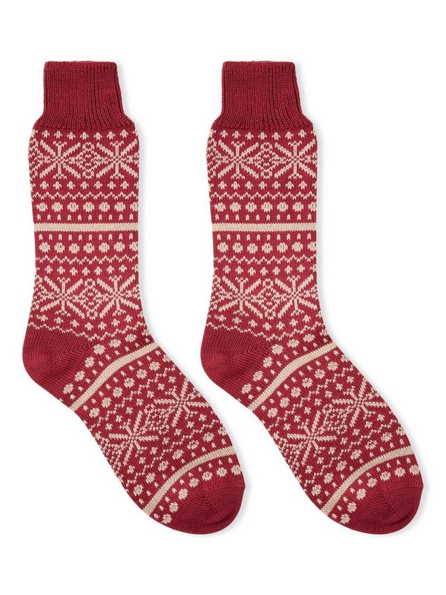 

Носки Fair Isle из смесовой мериносовой шерсти Celtic & Co., Merlot/Oatmeal