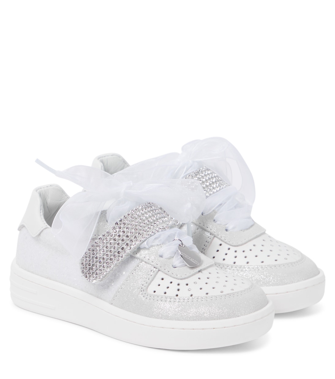 

Кроссовки из кожи с декором Monnalisa, Panna