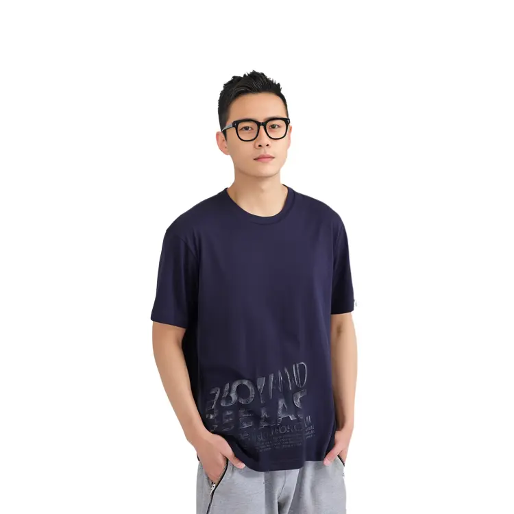Футболка унисекс темно-синяя Uniqlo, синий — фото 4