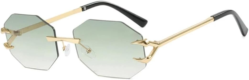 

Солнцезащитные очки с защитой UV400 | Панк, без оправы, металлические линзы, цветные линзы | для женщин и мужчин, для занятий спортом на открытом воздухе и вождения DSVIGF, Gradient Green