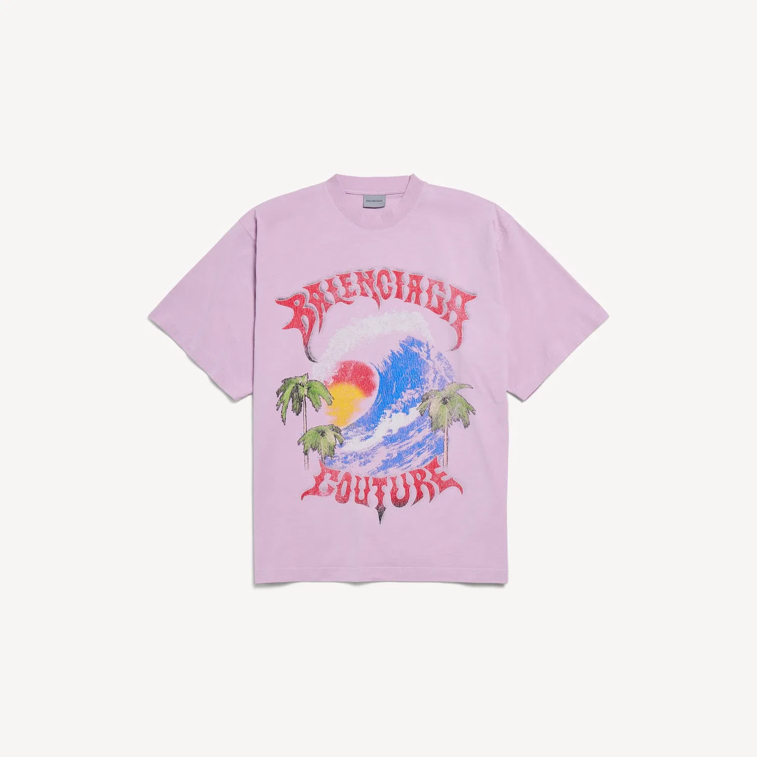 Женская винтажная футболка оверсайз «Surfer» в цвете Old Pink BALENCIAGA