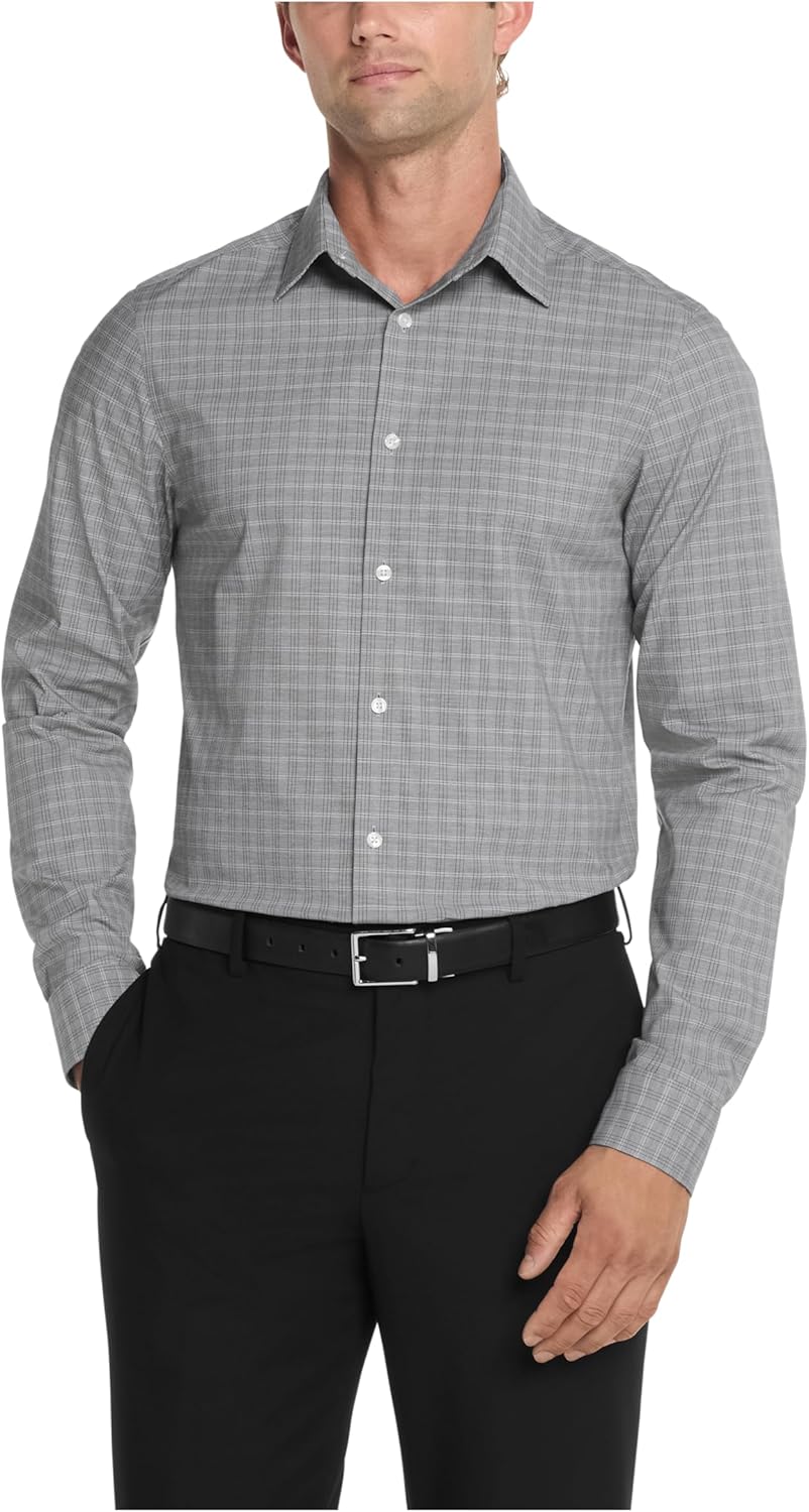 

Мужская рубашка Calvin Klein Slim Fit, не требующая глажки, эластичная, в клетку, Black