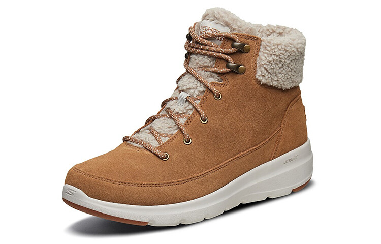 Женские ботинки Skechers зимние с мехом, бежевый — фото 3