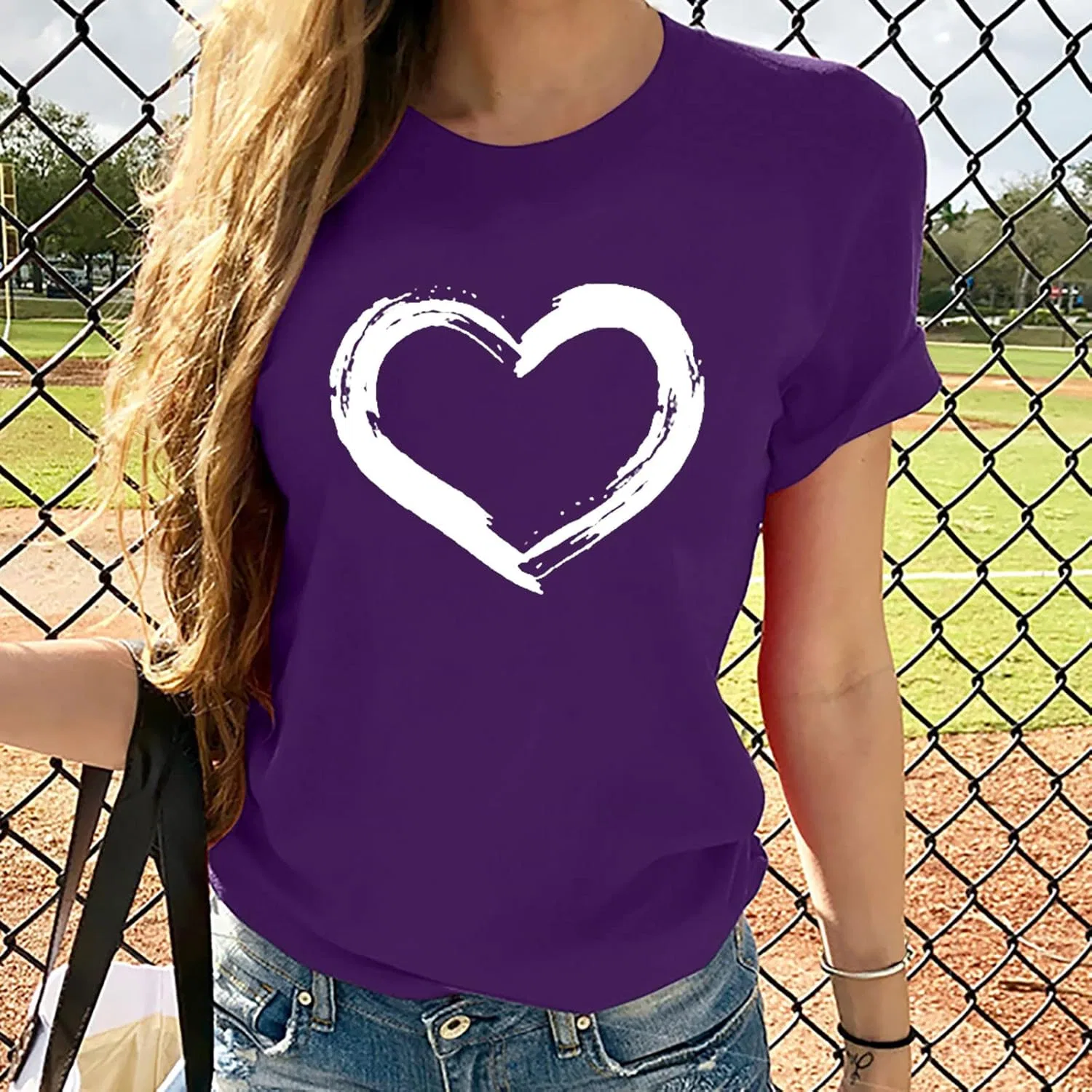 Футболка с коротким рукавом, облегающая, женская, Generic, фиолетовый — фото 2