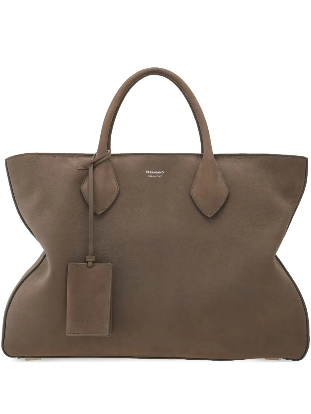 

Большая кожаная сумка-тоут Ferragamo, коричневый