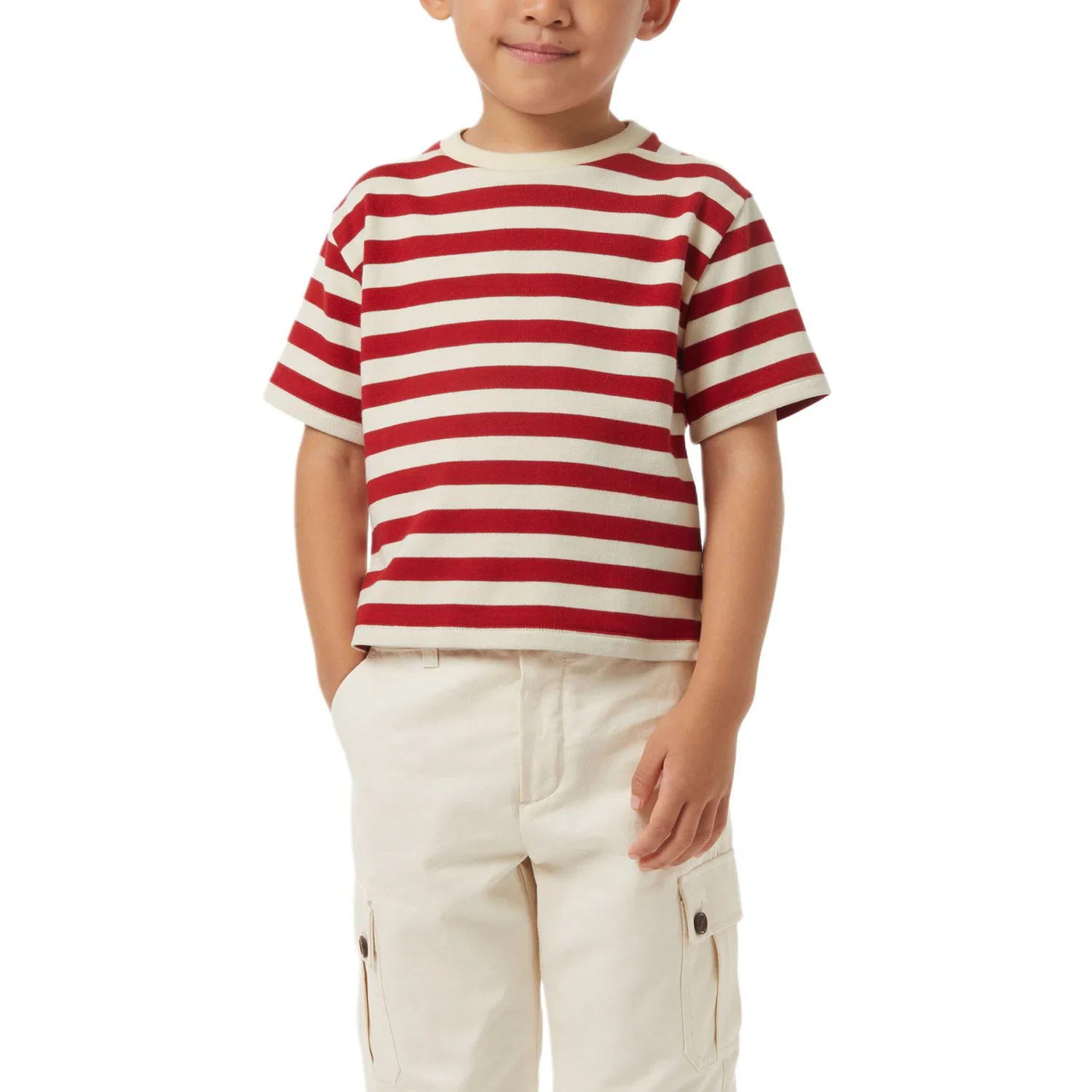 Детская футболка с круглым вырезом Loro Piana, Red White — фото 4