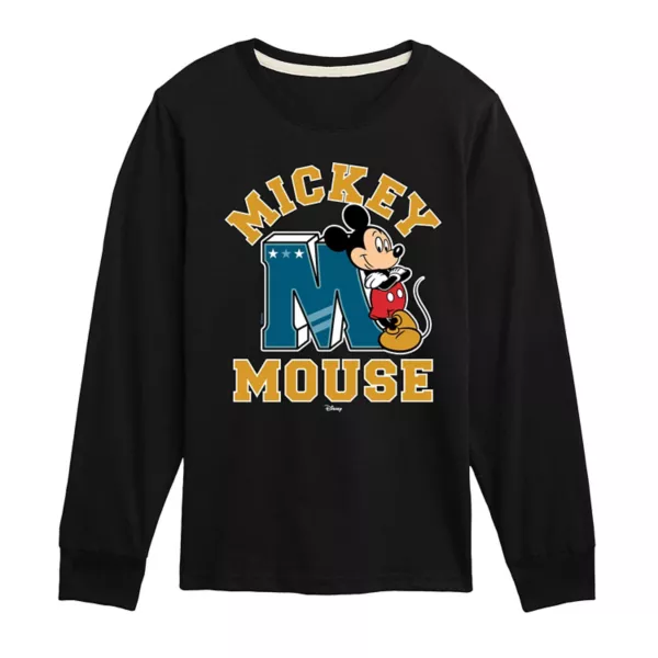 

Футболка с длинным рукавом для мальчиков 8-20 лет с принтом Mickey Mouse Collegiate Disney, черный