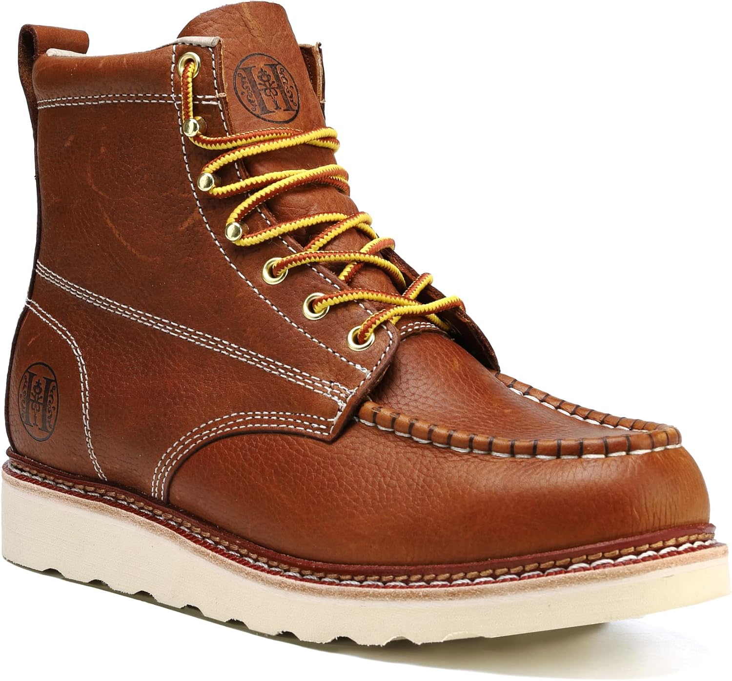 

Стильные классические мужские ботинки с мягким носком 6- 8, EH кожаные стойкие скользящие и прочные дышащие ботинки Moc Toe Work 806 808 Handmen, Tobacco Oil-tanned/6\"