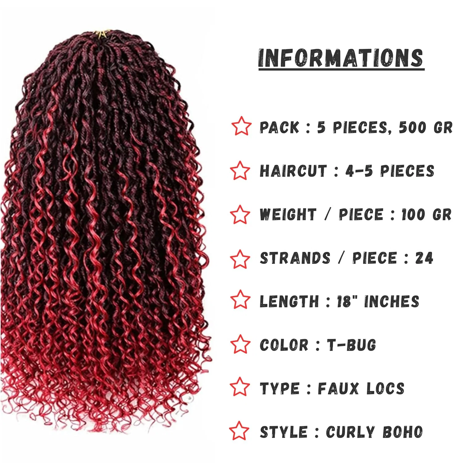 Накладные волосы для плетения Faux Locs Curly Boho Braid Hair из канекалона Hair Beauty, T-Bug — фото 3