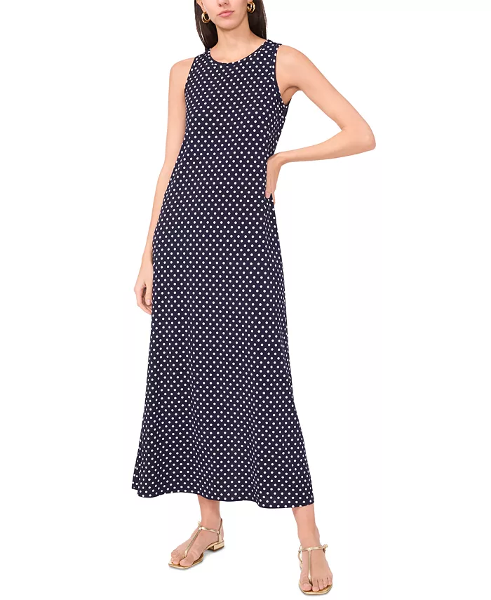 

Женское макси-платье с застежкой-ключкой в горошек Vince Camuto, синий