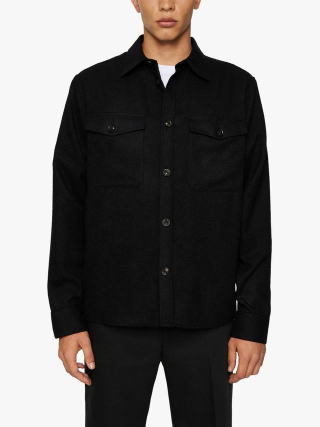 

Плоская шерстяная оверсайт рубашка J.Lindeberg, Black