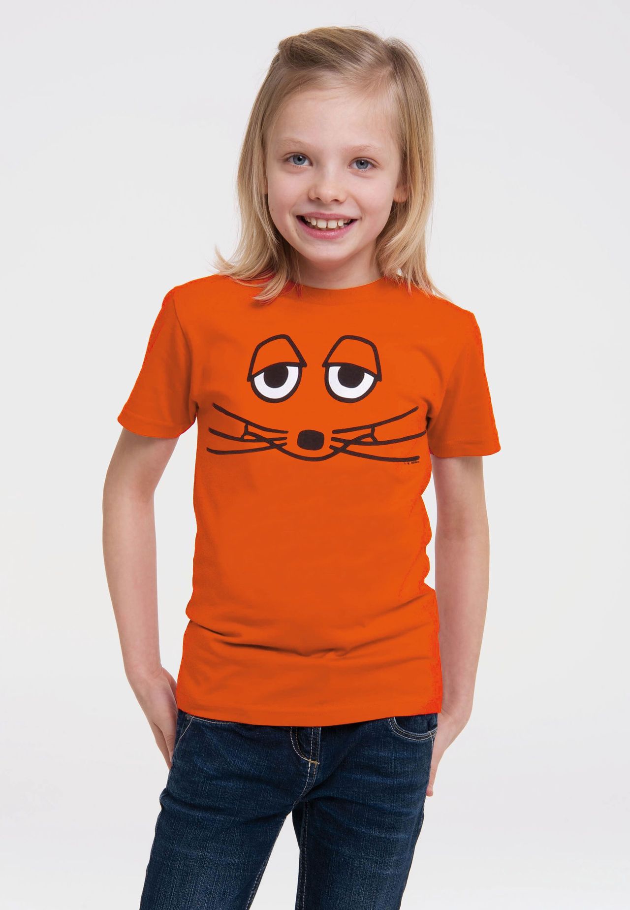 Органическая детская футболка Шоу с мышкой - Мышиное лицо LOGOSHIRT, ярко-оранжевый — фото 3