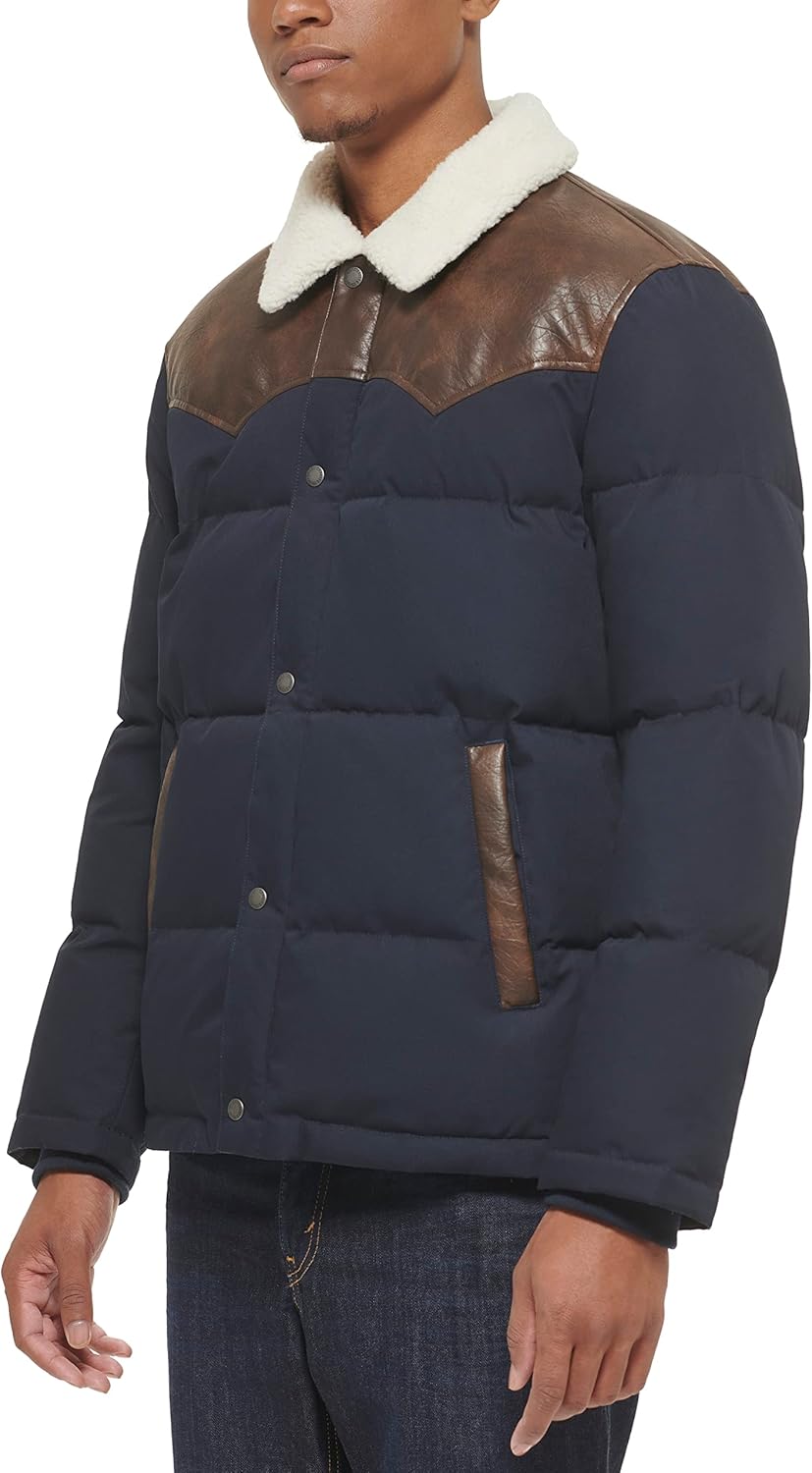 Мужская стеганая куртка Levi's Out West из смешанной ткани, Navy Puffer — фото 4