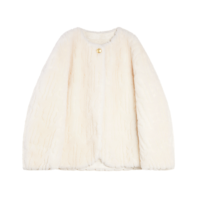 

ELLE Бархатная куртка женская белая с круглым вырезом Moderate