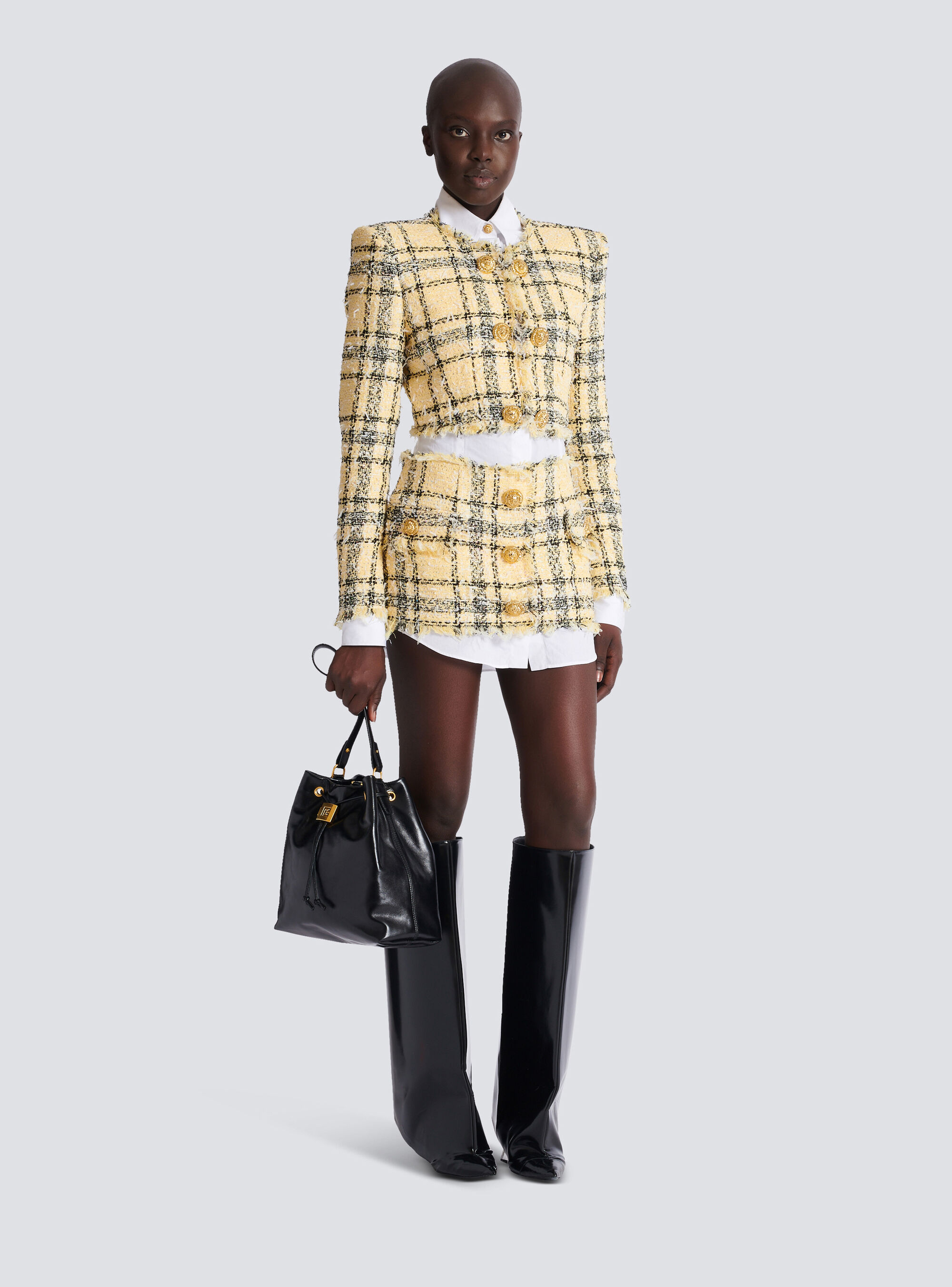 Рюкзак Pulse из телячьей кожи Balmain, желтый/черный/розовый — фото 2