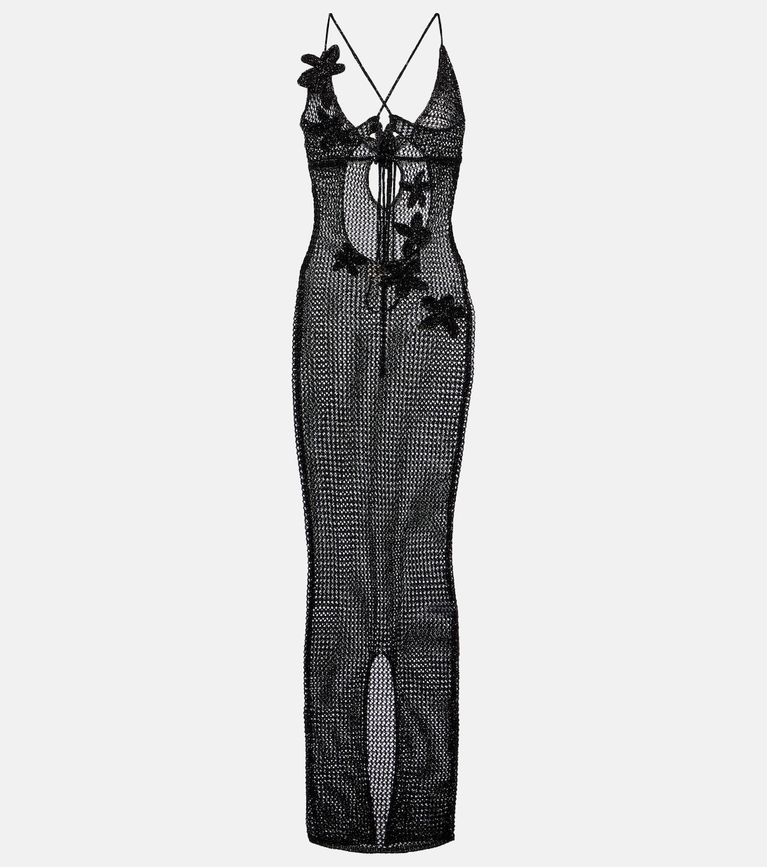 

Хилса ажурное платье макси из ламе Bananhot, Knitted Black