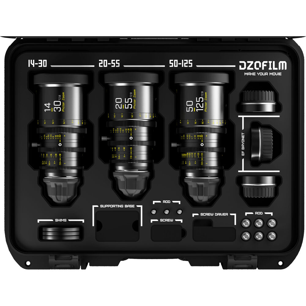 

Комплект из 3 объективов DZOFilm Pictor T2.8 Super35 Zoom (крепление PL и EF, черный)