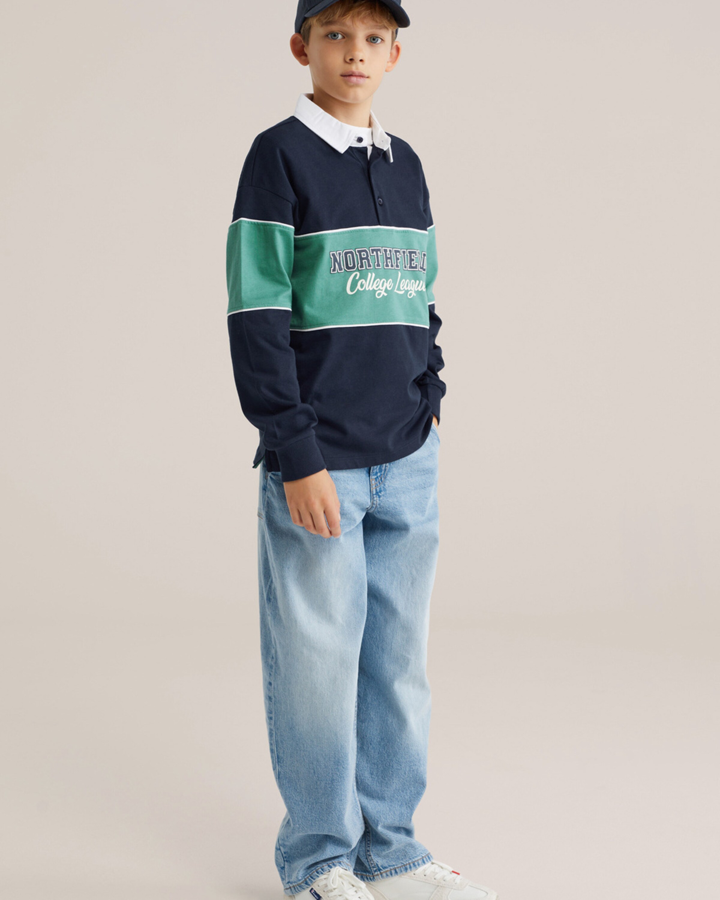 WE Fashion Лонгслив в цвете Marine Blue, Cyan Blue — фото 2