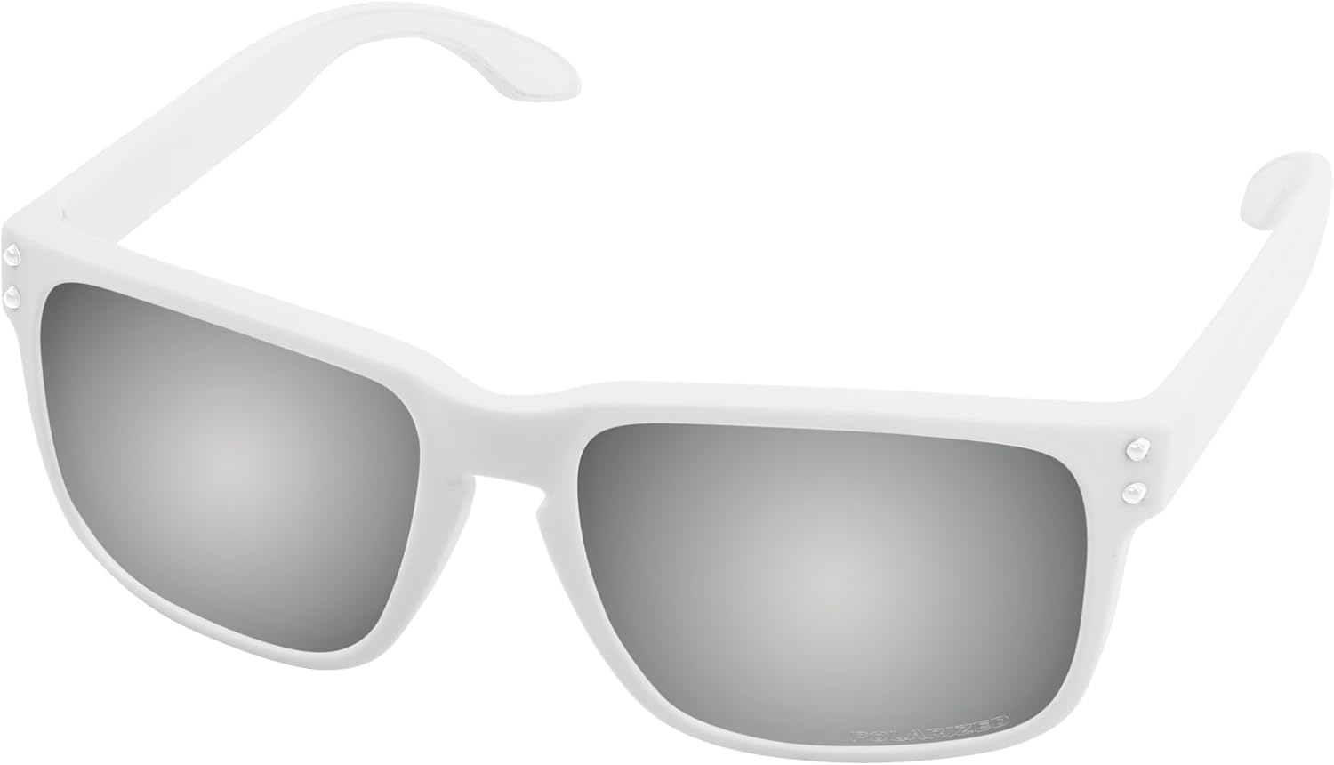 

Квадратные поляризованные солнцезащитные очки для мужчин и женщин, для активного отдыха, вождения, езды на велосипеде, с линзами, защищающими от УФ-излучения UV400 LenzReborn, White Frame Silver Rivet Silver Grey Lens