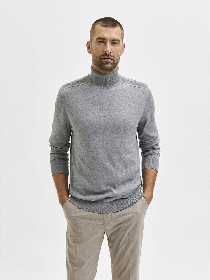 

Пуловер SELECTED HOMME Rollkragenpullover, серый