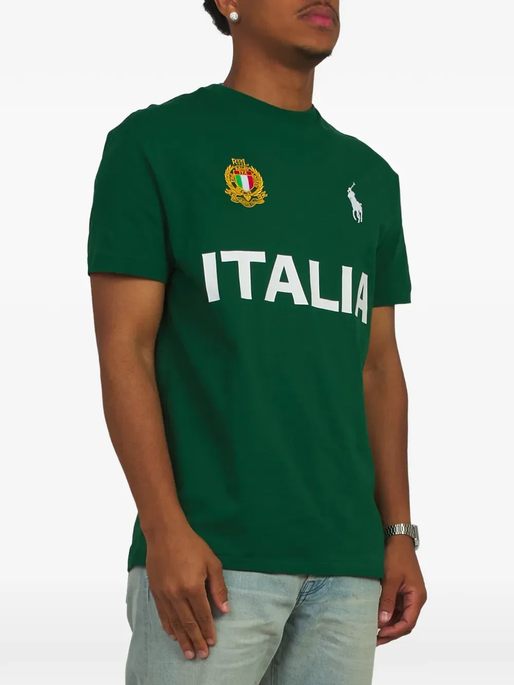 Футболка с нашивкой в виде герба и логотипа Polo Ralph Lauren, зеленый — фото 2