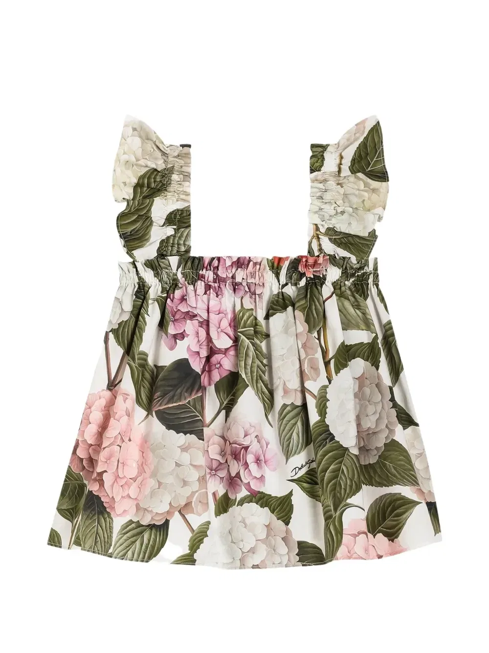 Поплиновый топ с принтом Dolce & Gabbana Kids, белый