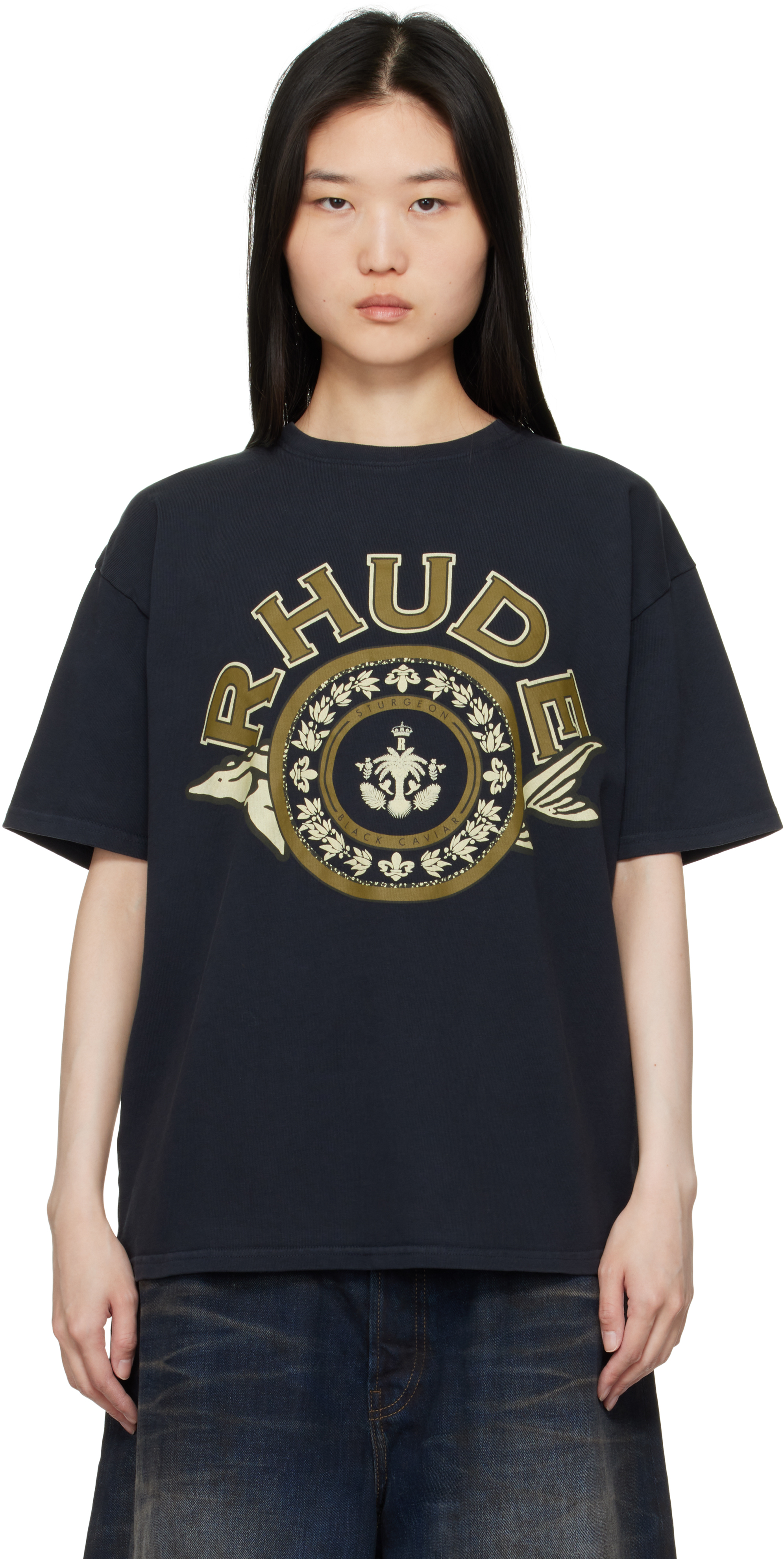 

Футболка с черной икрой Rhude, Vintage black