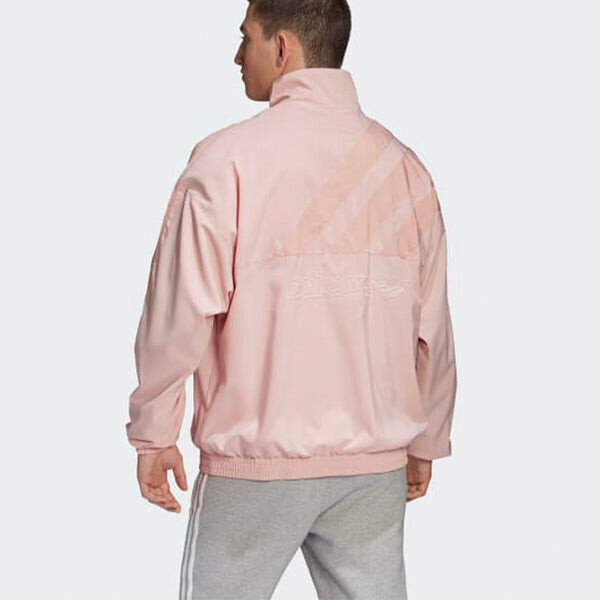 Куртка originals logo printing stand collar sports jacket pink Adidas, розовый — фото 4