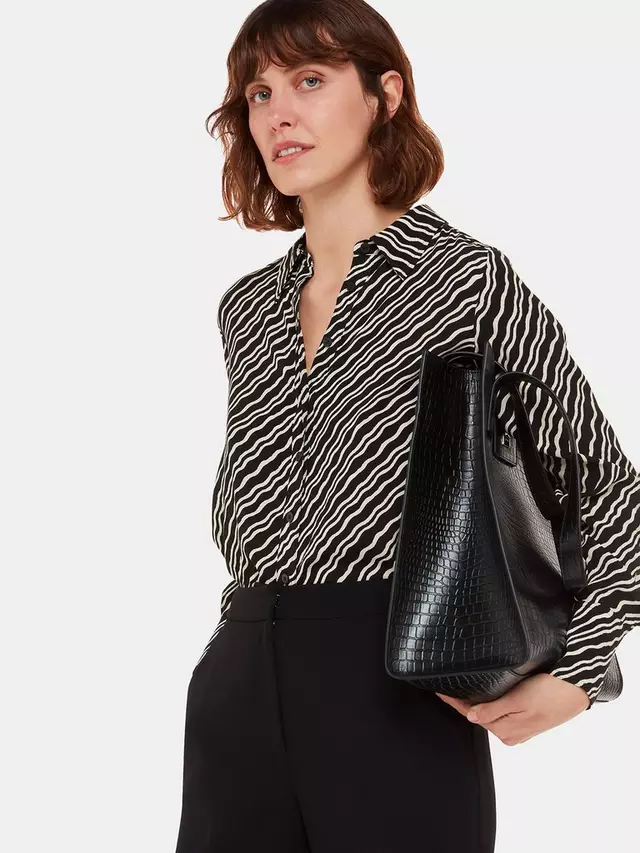 

Рубашка Whistles Diagonal Ripple Ecovero, цвет black/multi