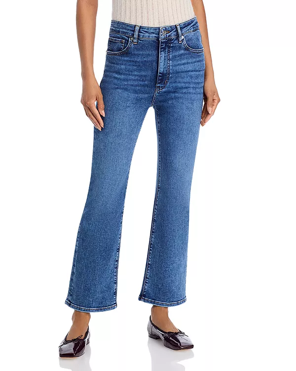 

Джинсы с высокой посадкой и расклешенными штанинами в стиле «Love» Frame, синий