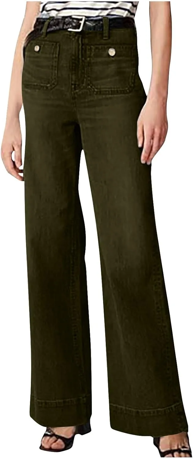 

Женские стильные карго джинсы high waisted bell bottoms Akklian