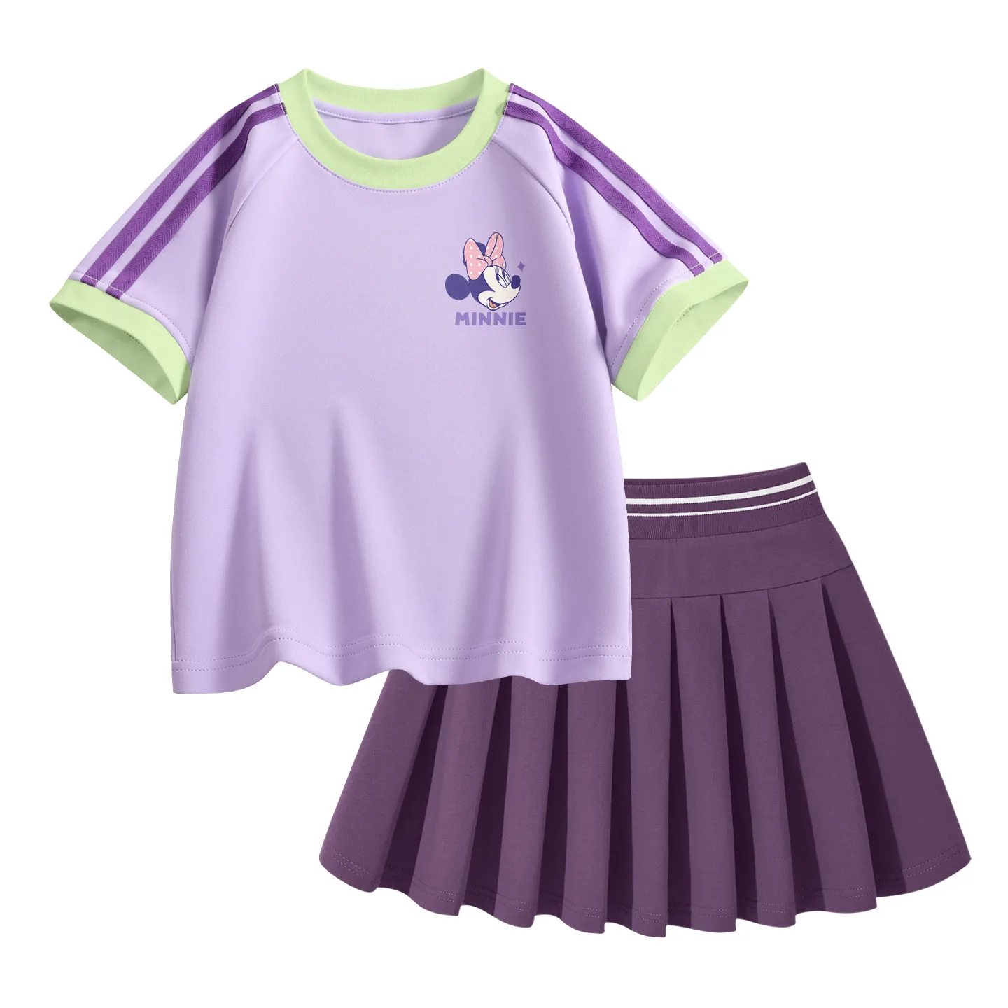 Детская спортивная футболка с круглым вырезом Disney, Dini Jie Keling Purple+Solid Color Mu Purple