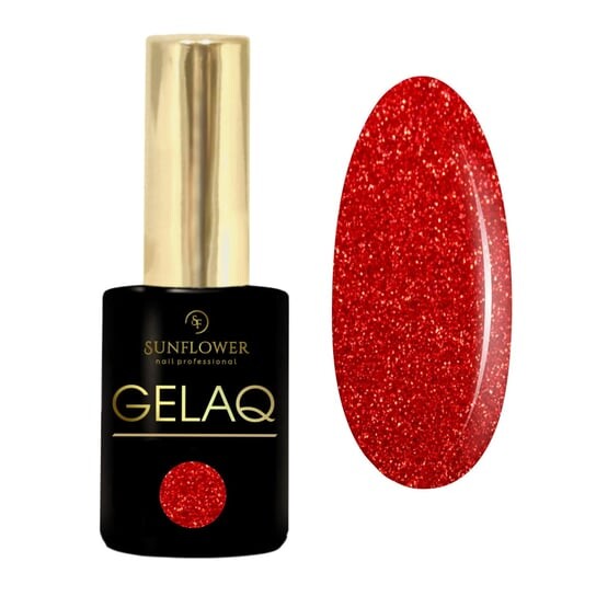 

УФ-гибридный лак - красный глиттер Gelaq, Glitter No. 268, SUNFLOWER