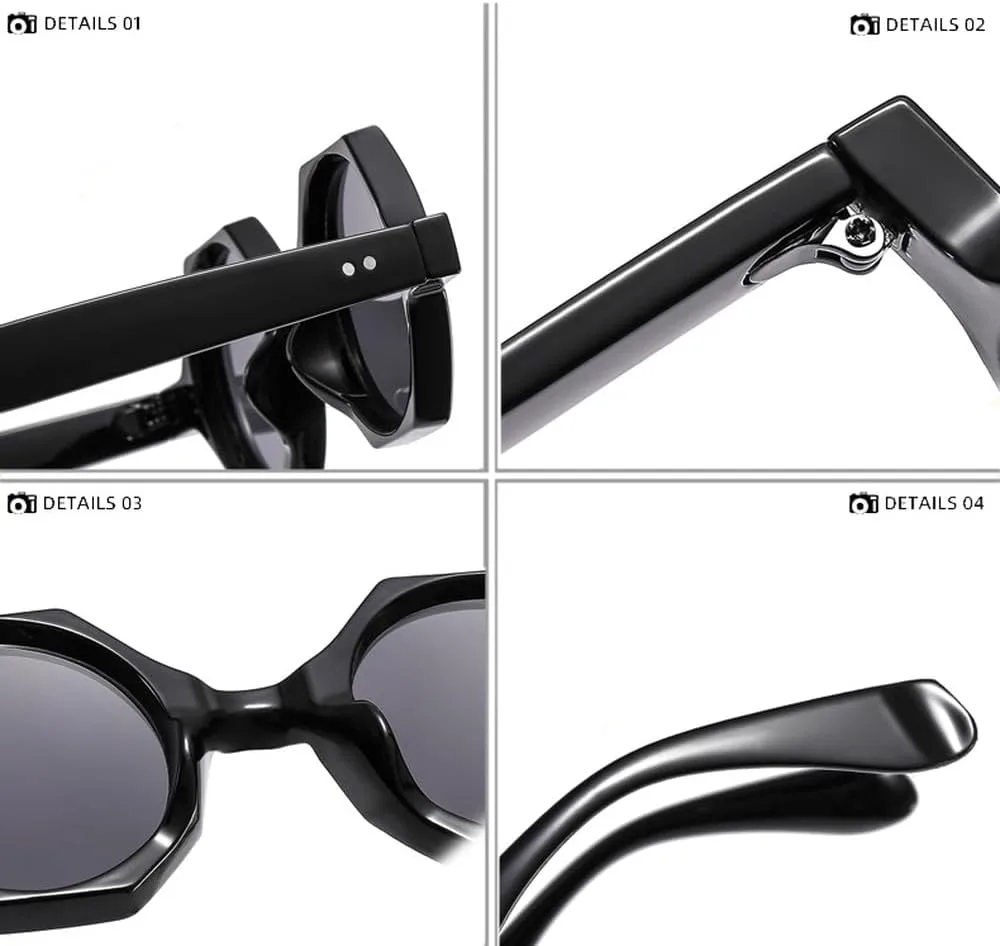 

Солнцезащитные очки Polygon Punk для женщин, в стиле стимпанк, круглые солнцезащитные очки для мужчин, очки с защитой от УФ-излучения UV400 HHZZYVY, C1black-black